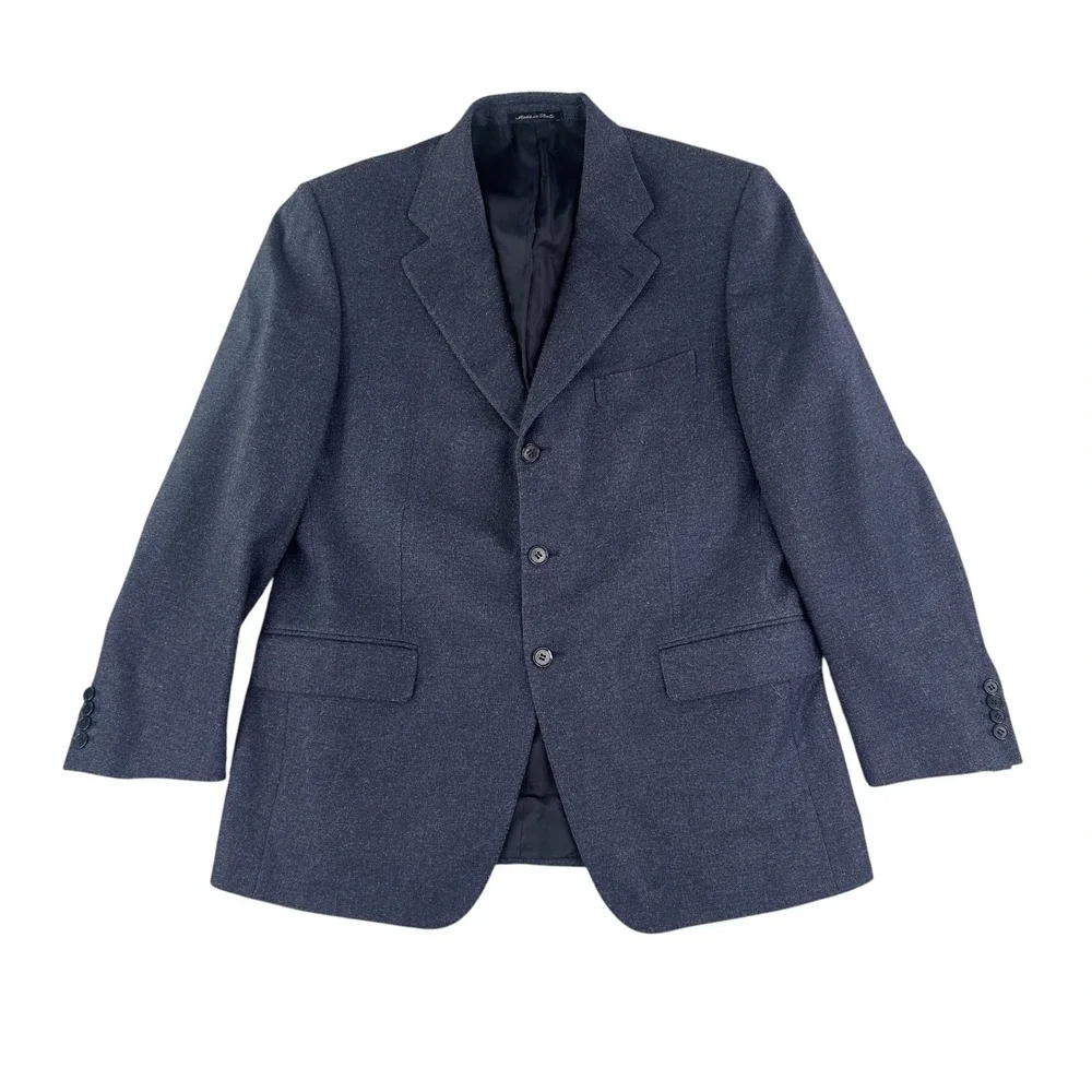 Eddy Monetti 52R Navy Heather Wool Camel Hair Silk Sport Coat‎ Blazer Italy